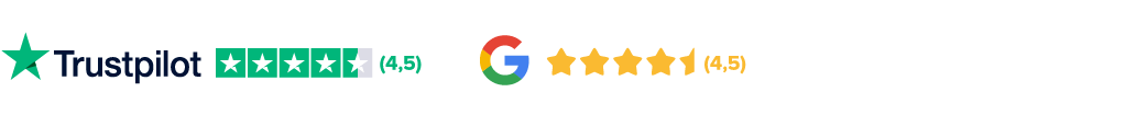 4,5 sterren op Trustpilot en Google Reviews 4,5 sterren op Trustpilot en Google Reviews